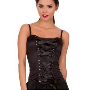 Front Lace-Up Corset - Black